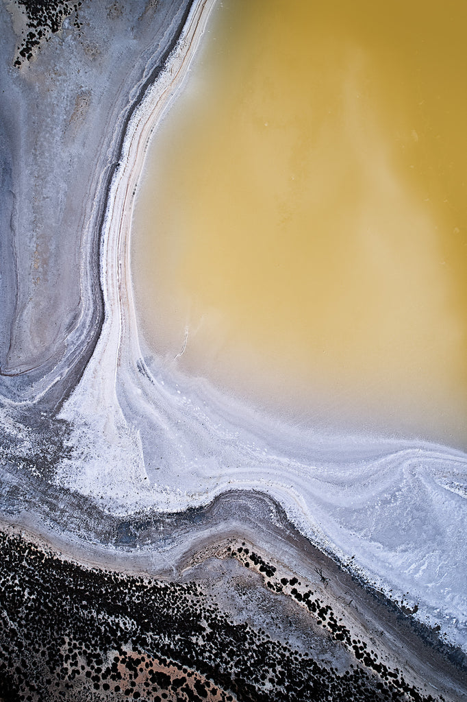 Pithara I, aerial fine art photography of a salt lake in the Wheatbelt region of Western Australia © Johann Montet Fine Art Photography 2023